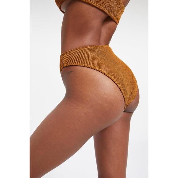 Good American Textured Bronze Brown Bikini Bottoms Size 5/6 - Picture 2 of 7